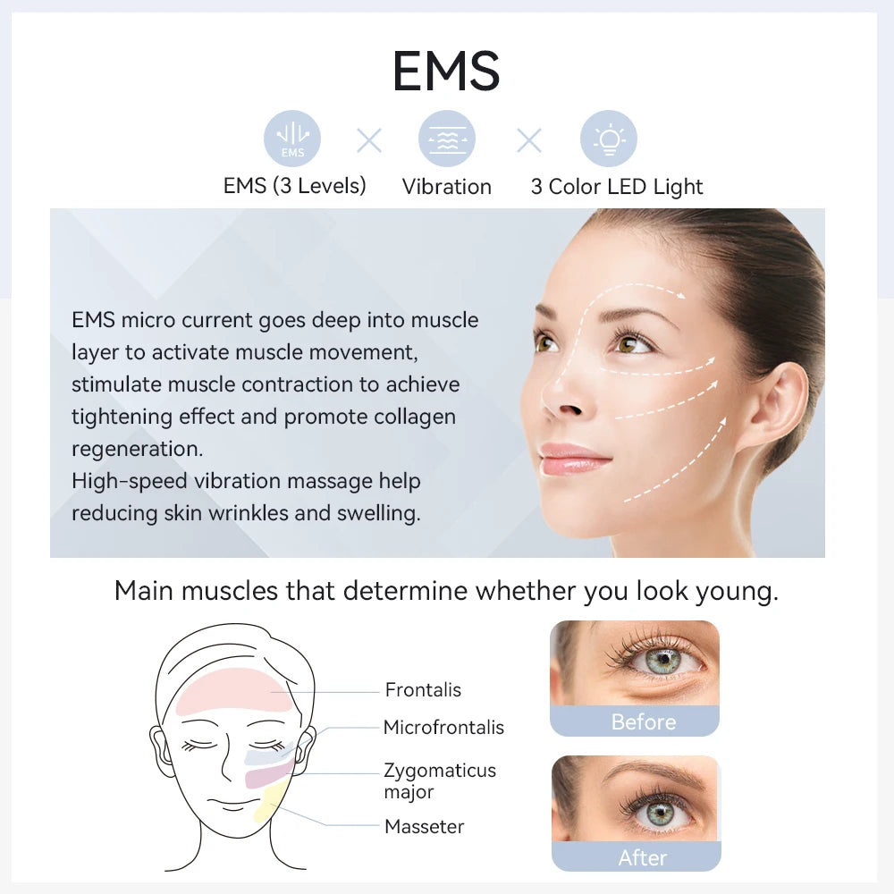 EMS Gesichtsmassagegerät Pro Damen Hautstraffung Tiefenreinigung Anti Aging