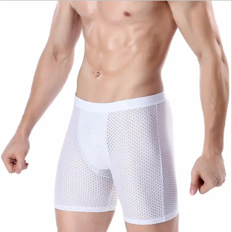 Herren Shorts Netzstoff 4er Pack Bequem Atmungsaktiv Kühl Langes Bein