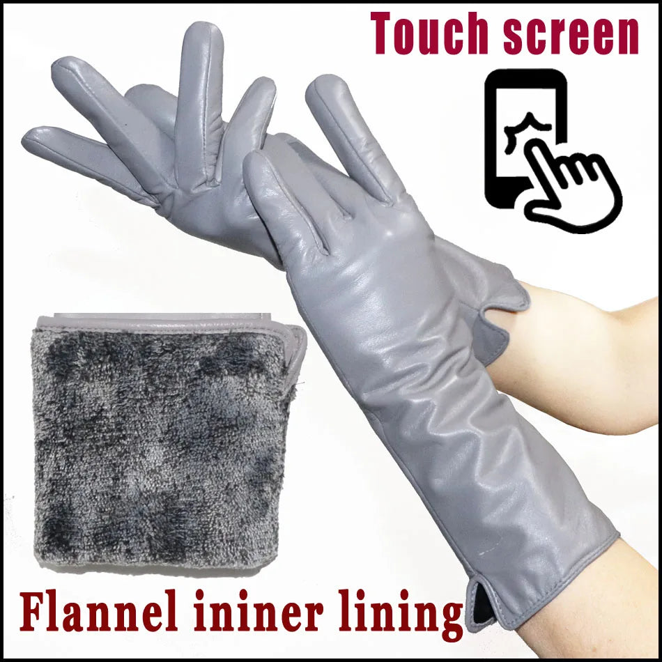 Damen Lederhandschuhe Echtes Schafleder Warmes Flanellfutter Wintertauglich