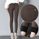 Damen Samt-Leggings Warm Gefüttert Winter – Denim-Optik Winterhose