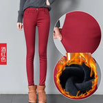 Damen Samt-Leggings Warm Gefüttert Winter – Denim-Optik Winterhose