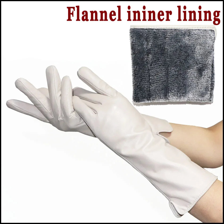 Damen Lederhandschuhe Echtes Schafleder Warmes Flanellfutter Wintertauglich