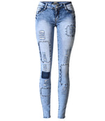 Damen Jeans Leggings Patchwork Stretch Midrise