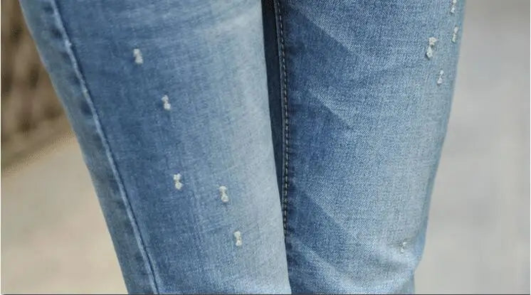 Plus Size Damen Jeans Baumwolle Stretch Dünn Bleistift Stil Modisch