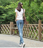 Plus Size Damen Jeans Baumwolle Stretch Dünn Bleistift Stil Modisch