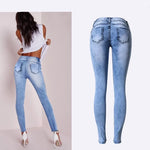 Damen Jeans Leggings Patchwork Stretch Midrise