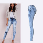 Damen Jeans Leggings Patchwork Stretch Midrise