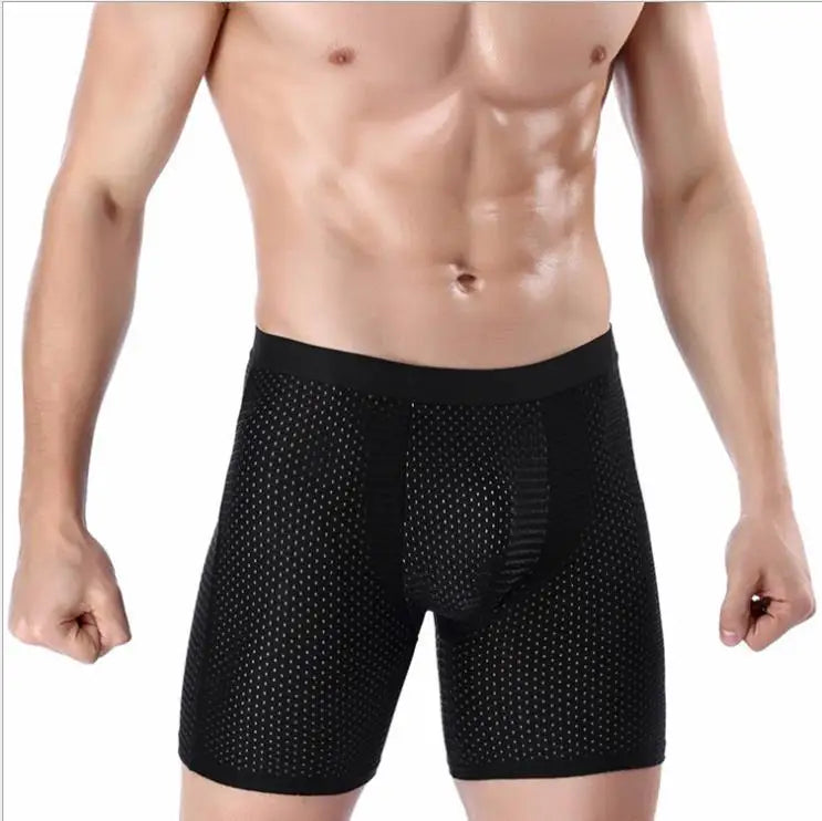 Herren Shorts Netzstoff 4er Pack Bequem Atmungsaktiv Kühl Langes Bein