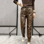 Damen Winter-Baumwollhose High Waist Warm Gefüttert – Casual Harem-Hose