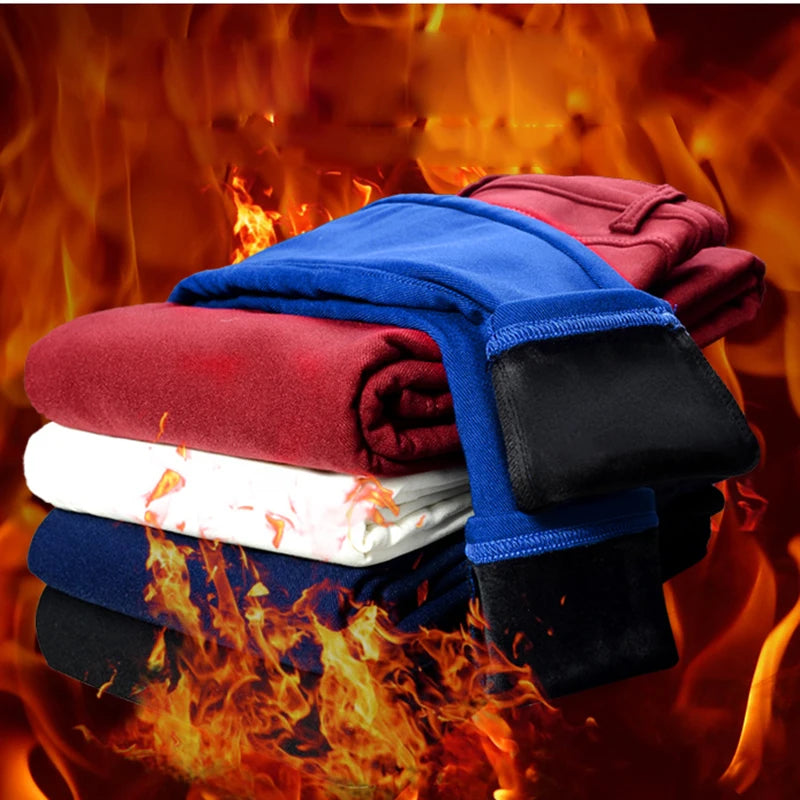 Damen Samt-Leggings Warm Gefüttert Winter – Denim-Optik Winterhose