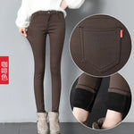 Damen Samt-Leggings Warm Gefüttert Winter – Denim-Optik Winterhose