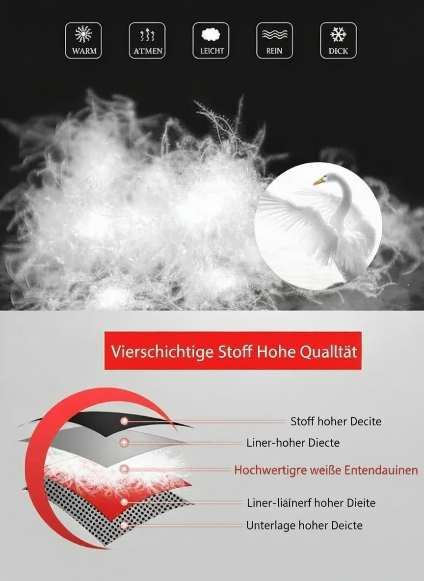 Herren Winterjacke Weisser Entendaunenfüllung Abnehmbare Kapuze Winddicht