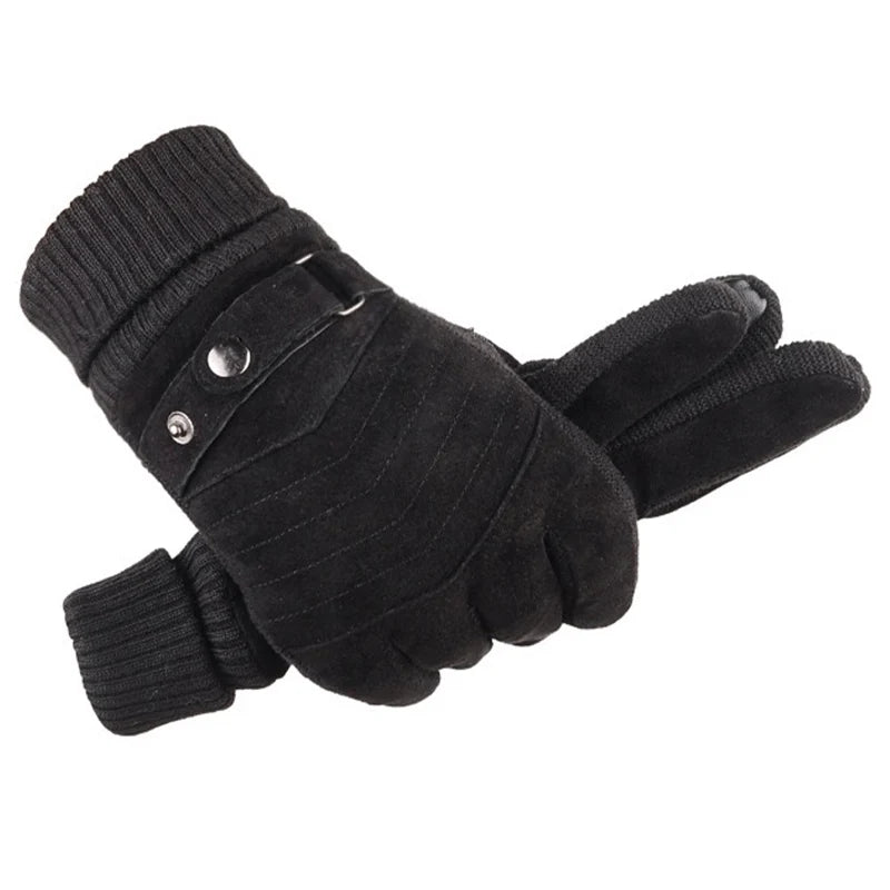 Handschuhe Herren Winter Radfahren Winddicht Warme Leder Touchscreen