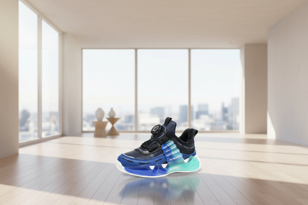 Kinder Winter Sneaker Jungen PU Leder Gefüttert Rutschfest Klettverschluss