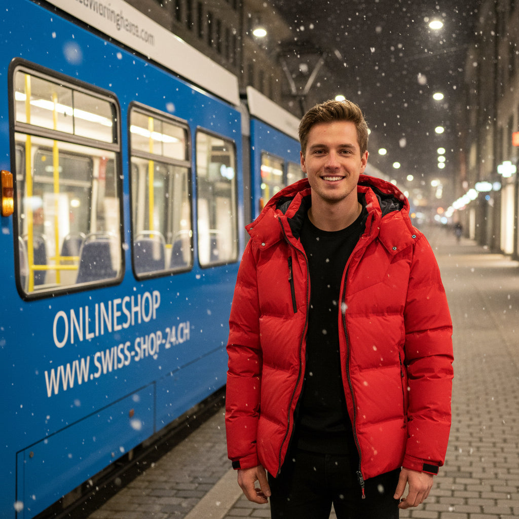 Herren Winterjacke Weisser Entendaunenfüllung Abnehmbare Kapuze Winddicht