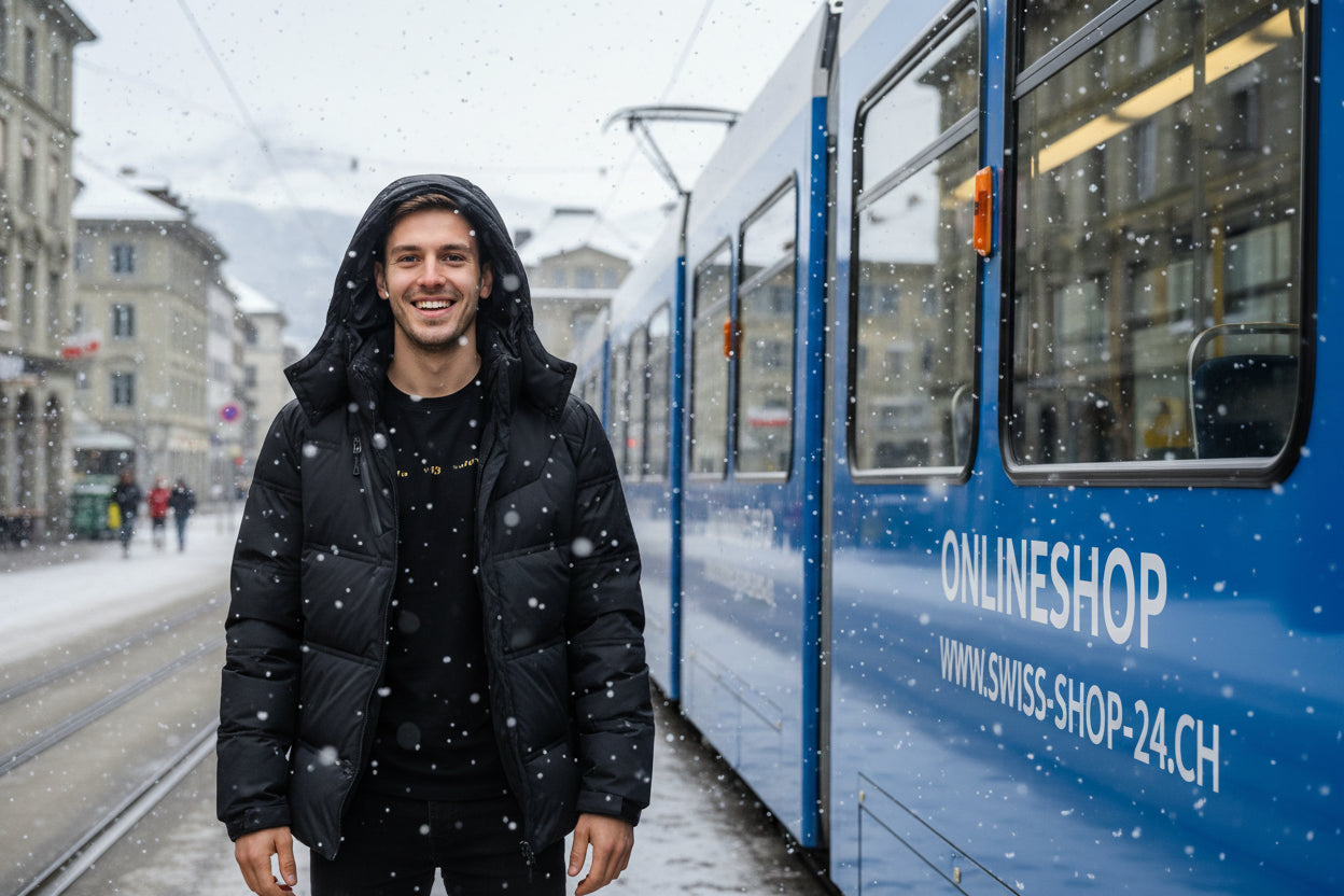 Herren Winterjacke Weisser Entendaunenfüllung Abnehmbare Kapuze Winddicht