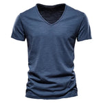 Herren T-Shirt 100% Baumwolle V-Ausschnitt Slim Fit