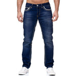 Jeans Herren Gerade Passform Gewaschen Lange Denim Hose Streetwear