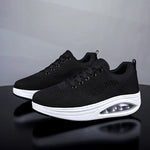 Damen Plateausneaker Rot Mesh Atmungsaktiv Dicke Sohle Sommer