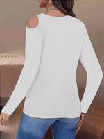 Damen Langarm-Shirt Schulterfrei Asymmetrisch – Elegantes Herbst-Oberteil