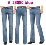 Flare Jeans Herren Mid-Rise Elastisch Denim Hose Schwarz