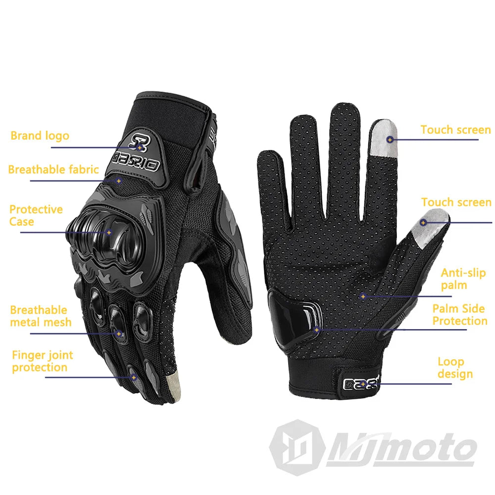 Sommer Vollfinger Motorrad Handschuhe Unisex Atmungsaktiv Touchscreen Rutschfest