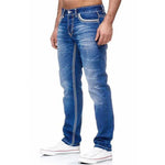 Jeans Herren Gerade Passform Gewaschen Lange Denim Hose Streetwear