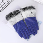Damen Lederhandschuhe Echtes Schaffell Kaninchenfell Manschette Fleecefutter