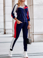 Damen Trainingsanzug Set Hoodie Kapuze Reissverschluss Freizeit Streetwear Frühling