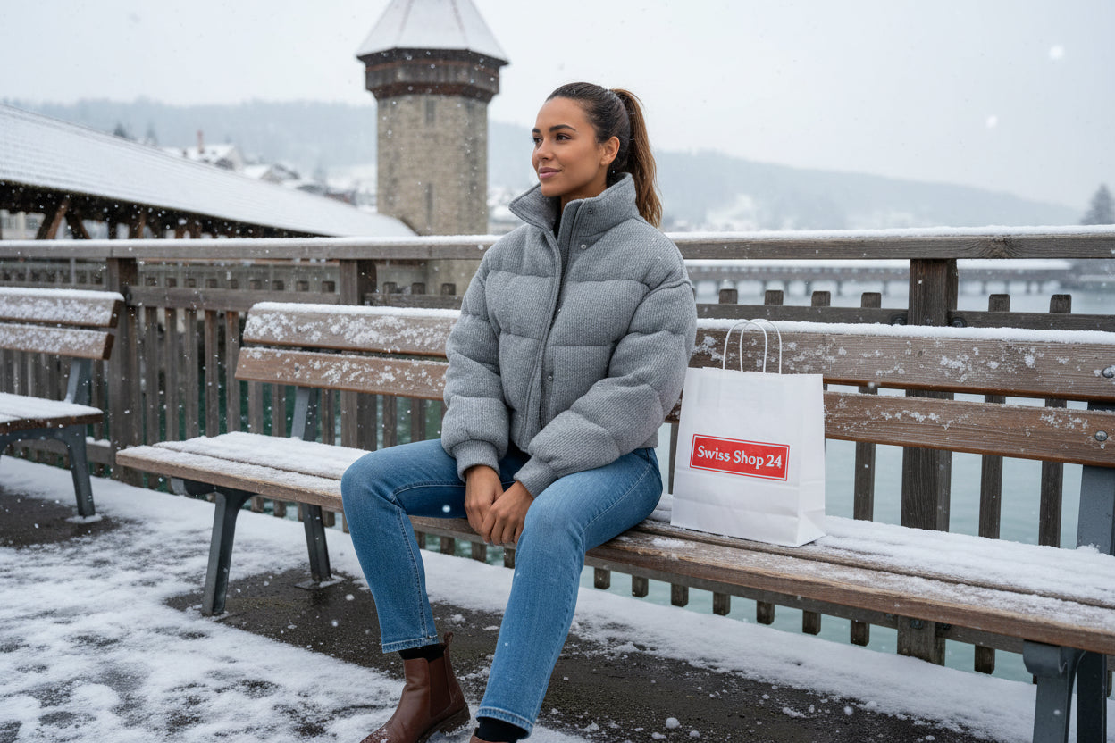 Damen Winter Parka Jacke Kurzer Schnitt Oversize Passform Warm Winddicht