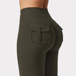 Damen Yoga Leggings Mit Weitem Bein Und Hohem Stretchanteil Mit Taschen