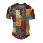 Sommer T Shirt Herren 3D Atmungsaktives Kurzarm Waffel Struktur Vintage