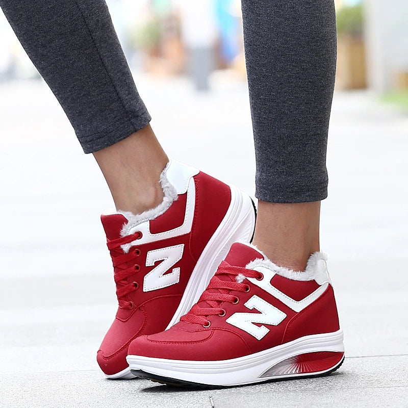 Damen Sneaker Leder Rot Atmungsaktiv Bequem Sportschuhe Modisch