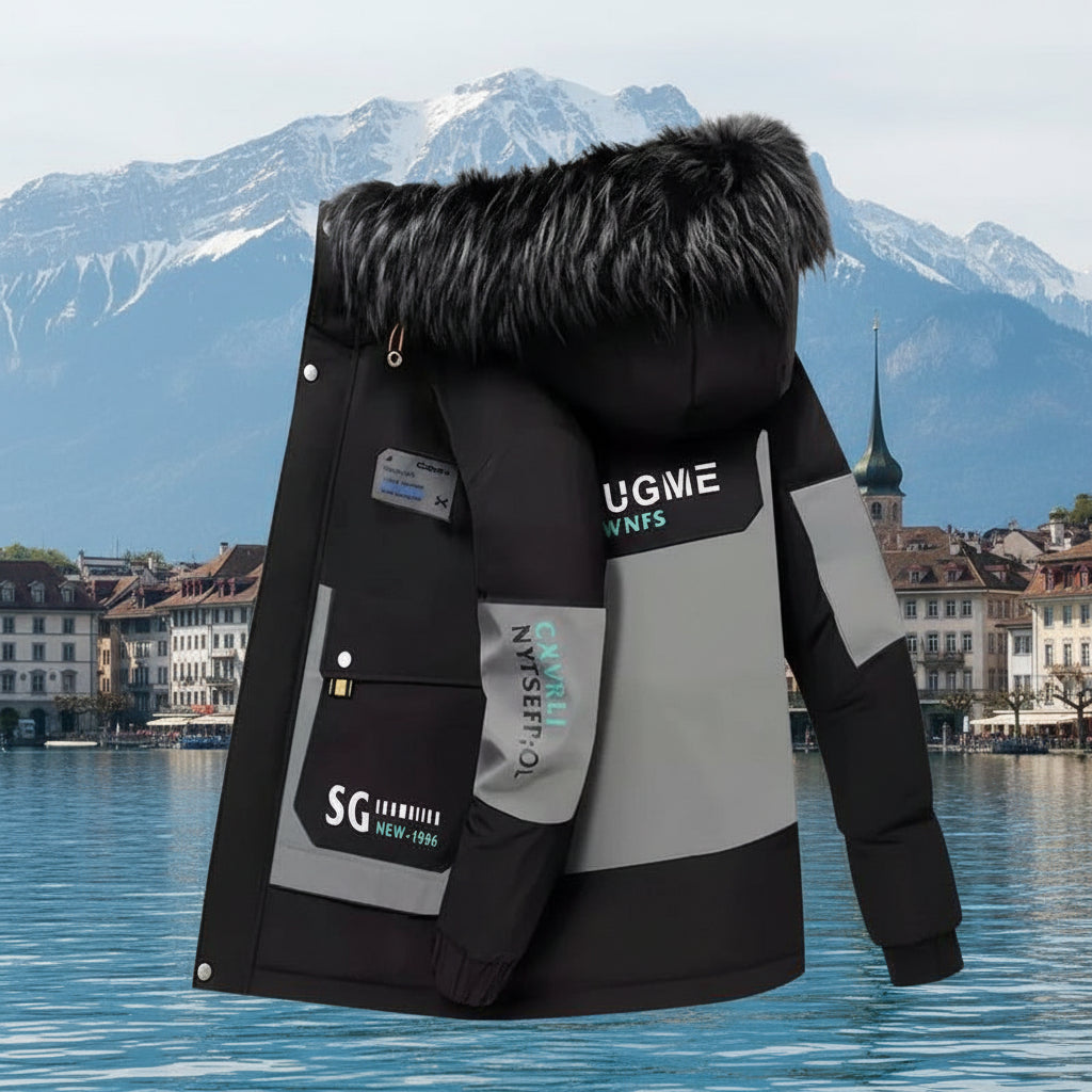 Herren Winter Fleece Sportjacke Mit Kunstpelz Kapuze Atmungsaktiv