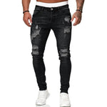 Herren Jeans Slim Fit Zerrissene Denim Hose Street Style