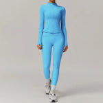 LezyanXR Damen Yogaanzug – Reissverschluss Stehkragen Hip-Lift Leggings