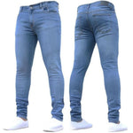 Herren Stretch Jeans Slim Fit Denim Retro Waschdesign Reissverschluss