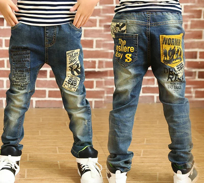Kinder Jeans Unisex Röhrenjeans Elastischer Bund Weicher Denim Alltag