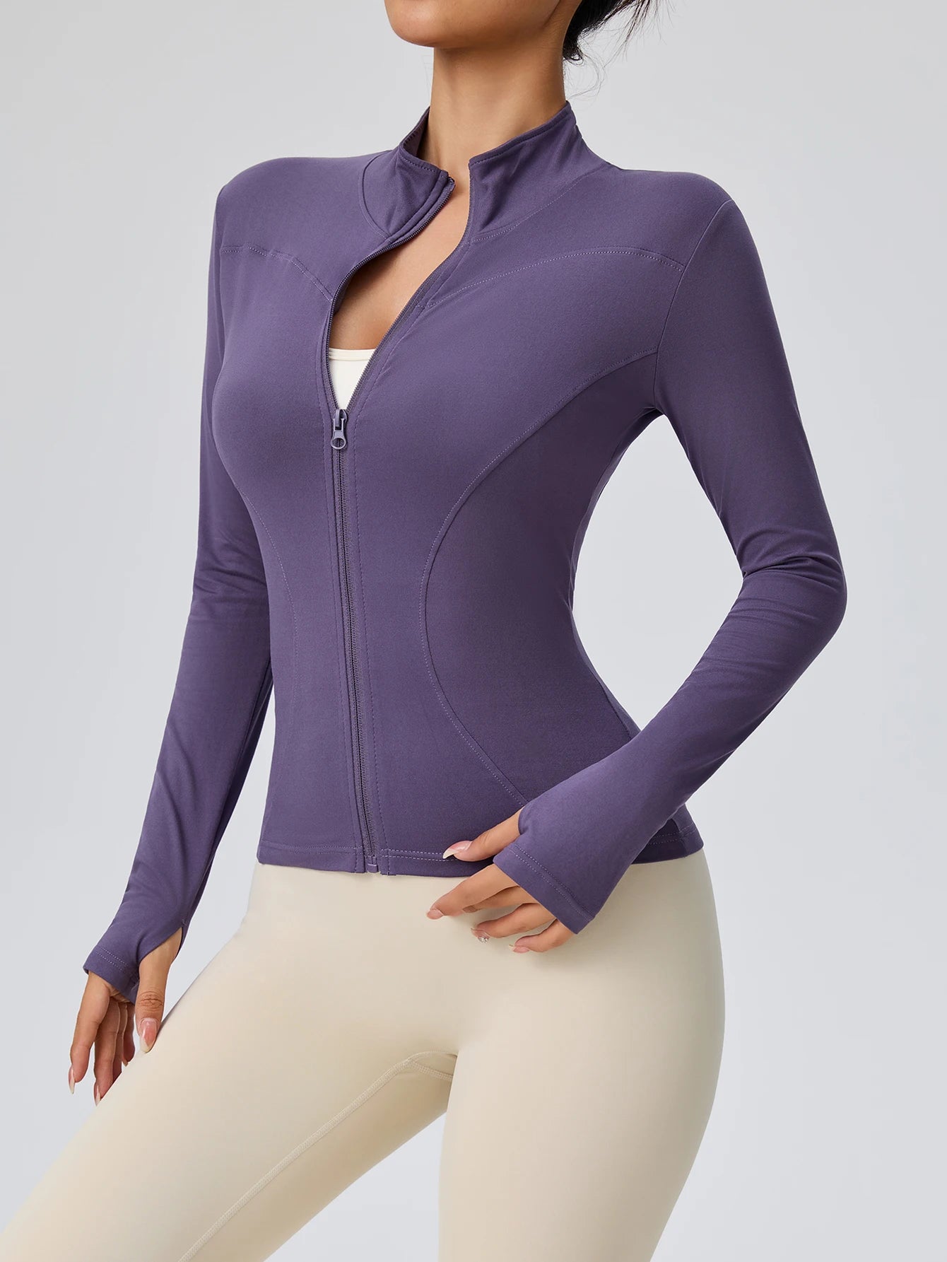 Damen Langärmlige Sportjacke Mit Stehkragen Für Training Und Laufen