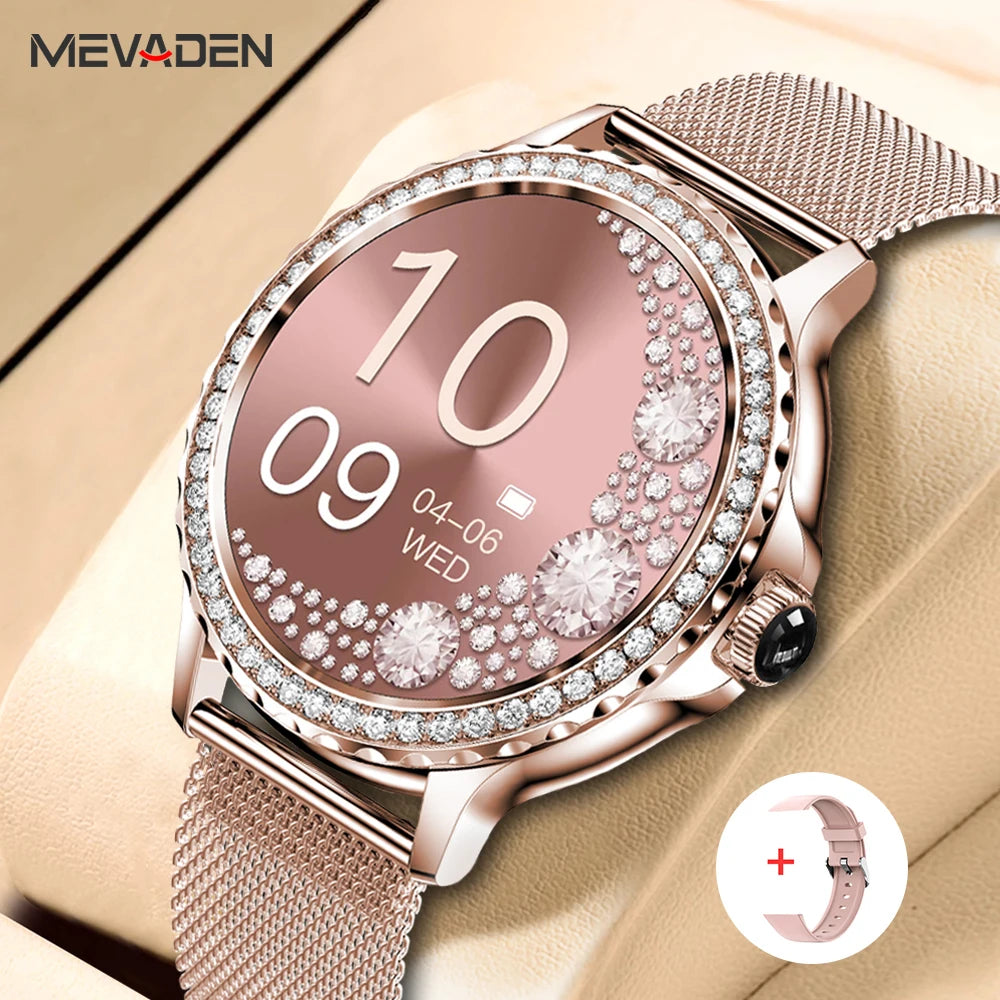 Rose Gold Smartwatch Damen Bluetooth Anruf 100+ Sportmodi Fitness NX19