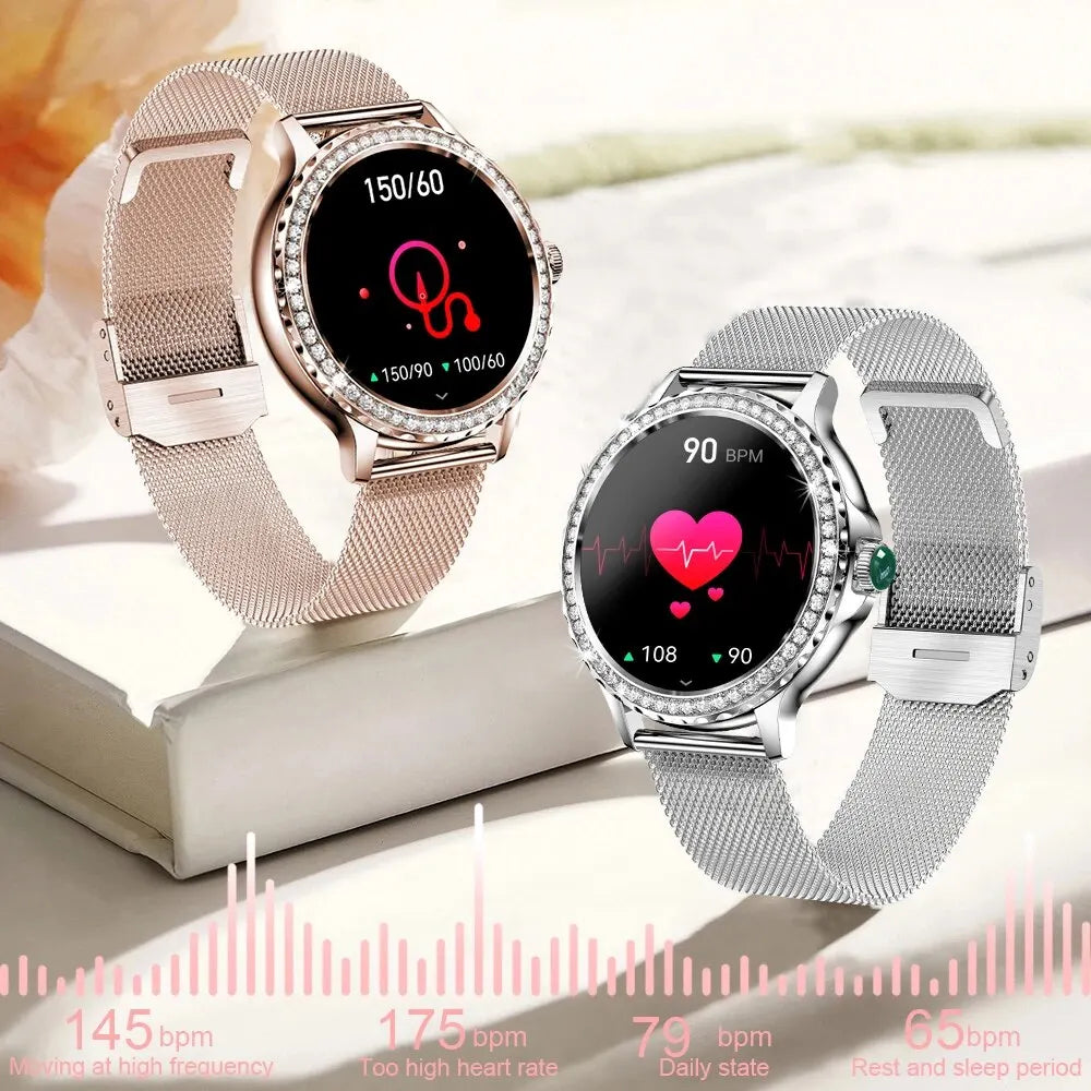 Rose Gold Smartwatch Damen Bluetooth Anruf 100+ Sportmodi Fitness NX19