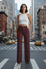 Damen Anzughose Tailliert Gerades Bein Twill Polyester Büro Elegant Pflegeleicht