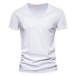 Herren T-Shirt 100% Baumwolle V-Ausschnitt Slim Fit