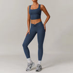 LezyanXR Damen Yogaanzug – Reissverschluss Stehkragen Hip-Lift Leggings