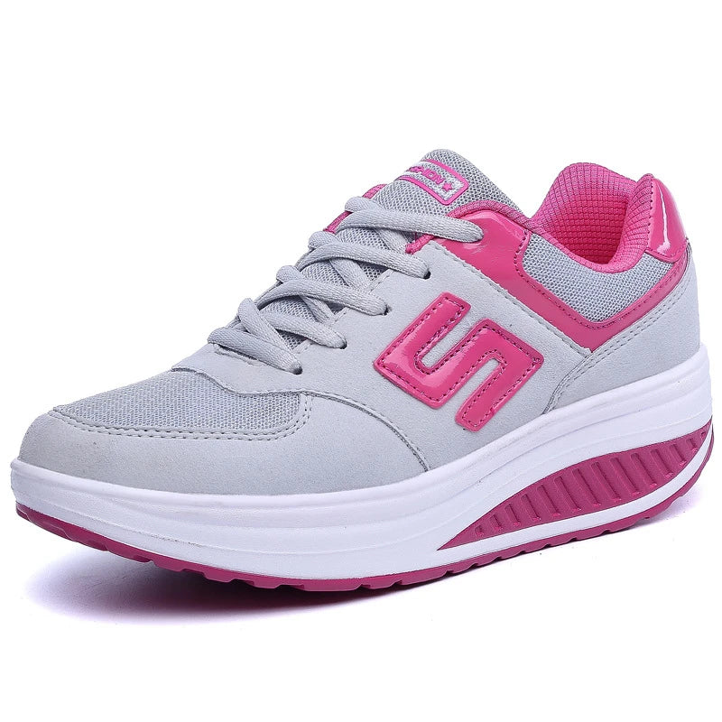 Damen Sneaker Leder Rot Atmungsaktiv Bequem Sportschuhe Modisch