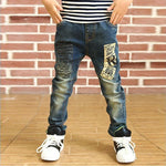 Kinder Jeans Unisex Röhrenjeans Elastischer Bund Weicher Denim Alltag