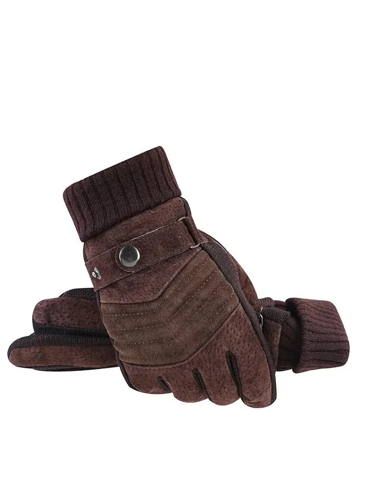 Handschuhe Herren Winter Radfahren Winddicht Warme Leder Touchscreen