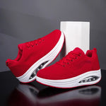 Damen Plateausneaker Rot Mesh Atmungsaktiv Dicke Sohle Sommer