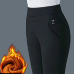 Damen Winter-Hose High Waist Warm Gefüttert Fleece – Casual Hose