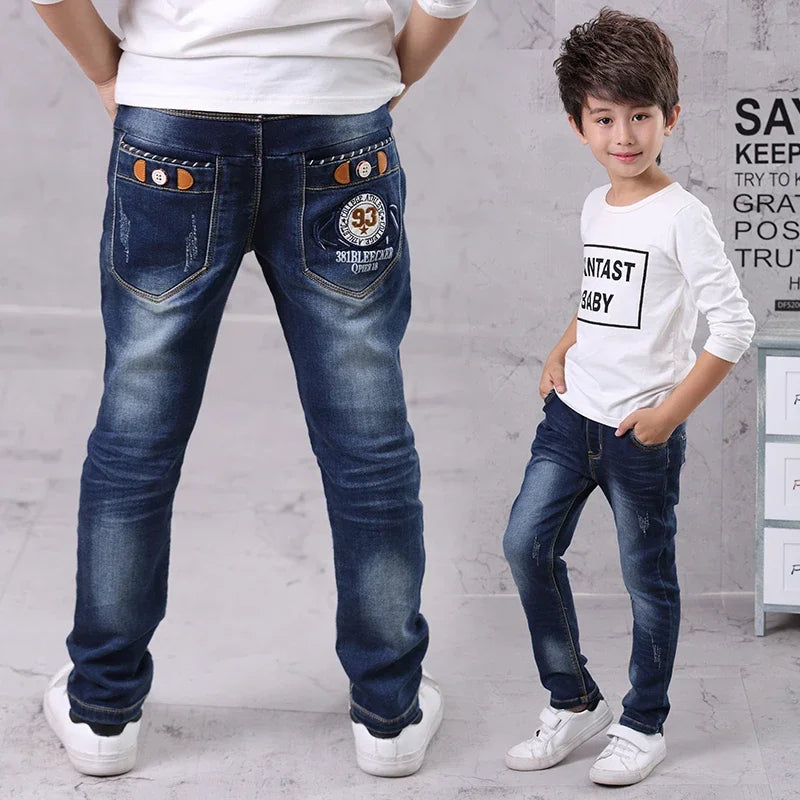 Kinder Jeans Unisex Röhrenjeans Elastischer Bund Weicher Denim Alltag